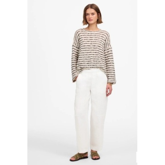 Madewell Pants Size Small Pull On Barrel Linen White Ankle Cropped NEW NV539 - Picture 2 of 11